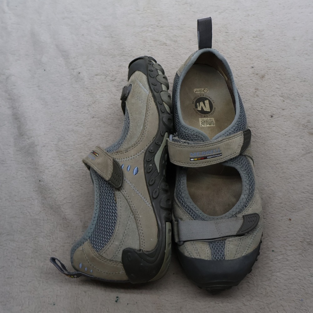 Merrell Womens 8 Mary Jane Shoes Grey Chameleon Arc Pewter Suede Mesh Casual